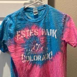 tie-dye pink and blue t shirt